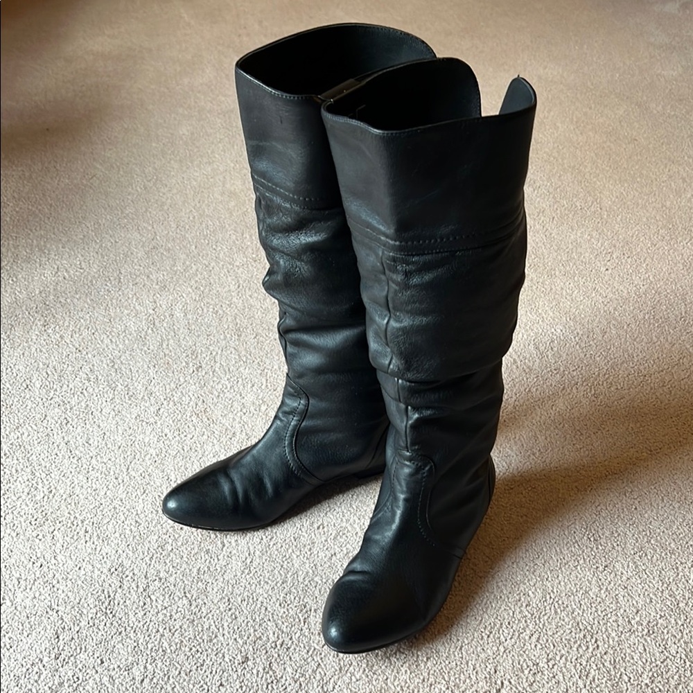 Steven Madden Cadence Knee High Black Faux Leather Boots Size 8 (no box)